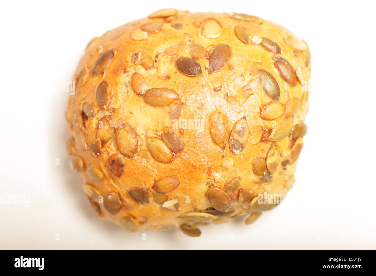 Crusty golden roll with sunflower seed Stock Photo