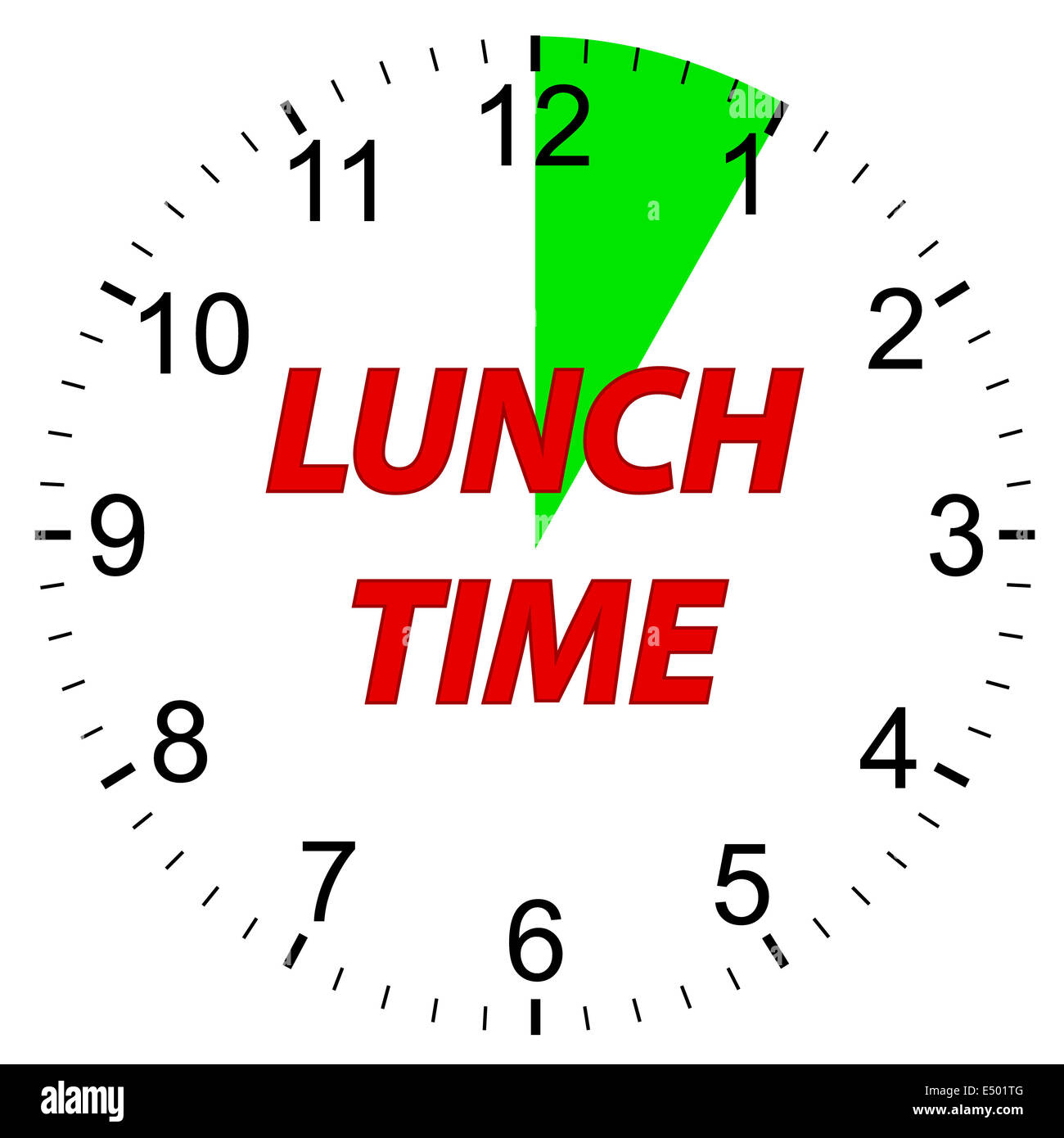 Lunch time clock Stock Photo Alamy