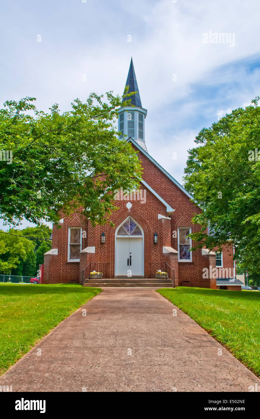 exterior of a brick church Stock Photo