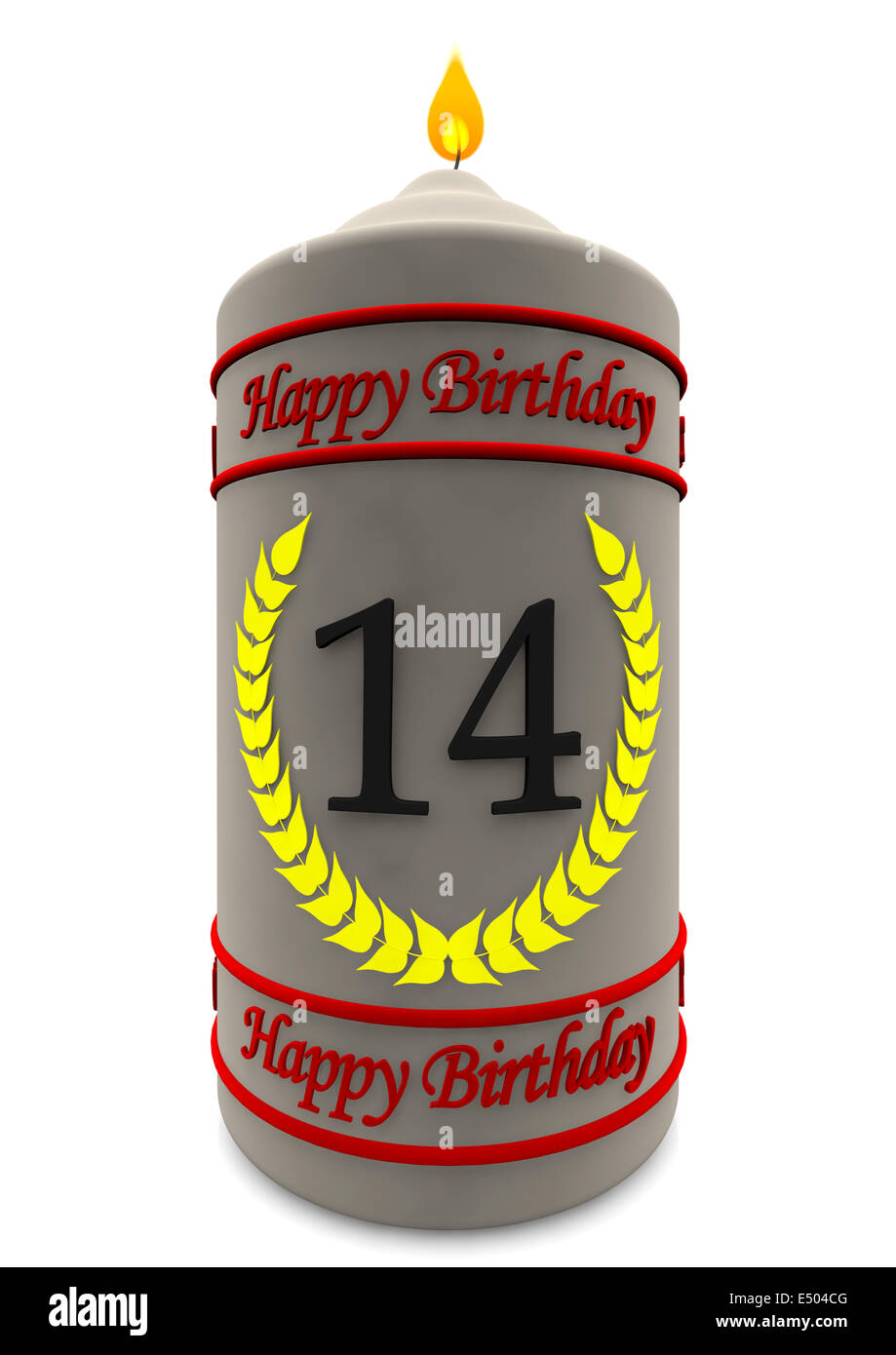 birthday candle for 14th birthday Stock Photo
