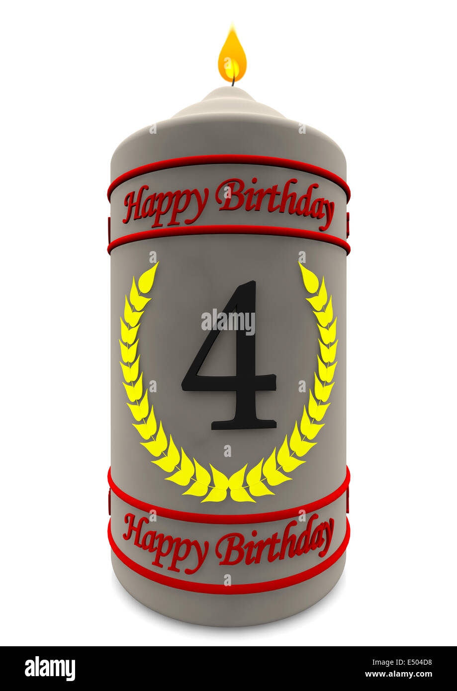 birthday candle for 4th birthday Stock Photo