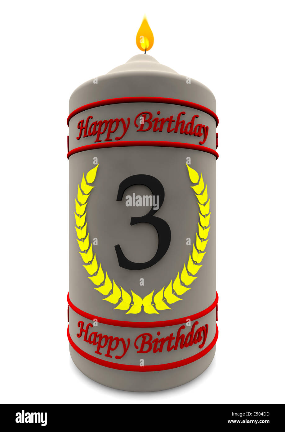 birthday candle for 3rd birthday Stock Photo