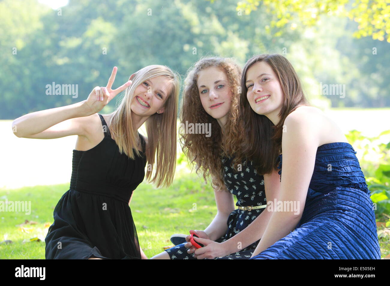 Happy young teenage friends Stock Photo