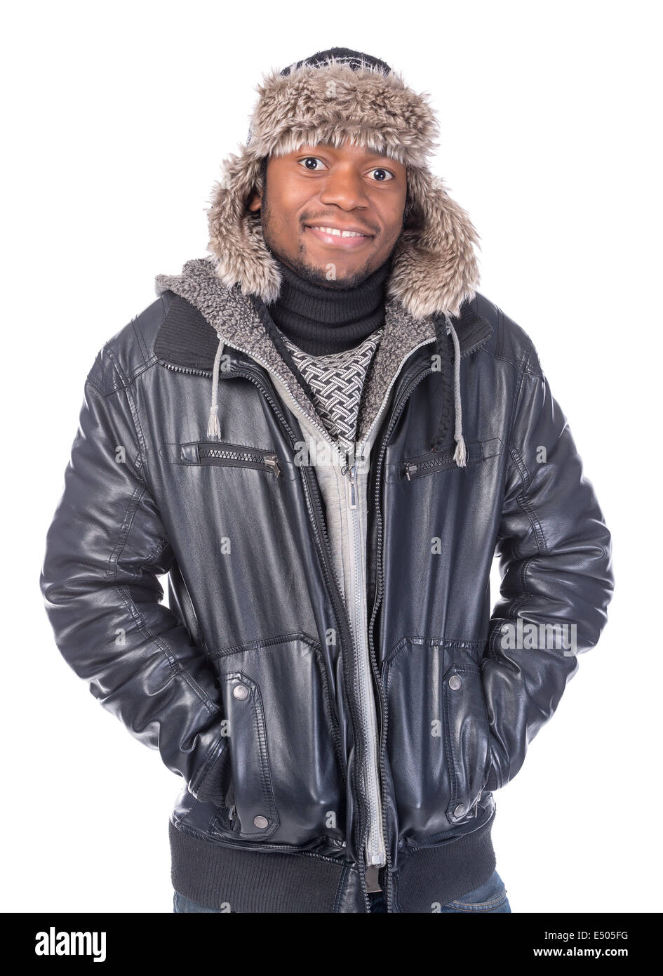 Young African-American feeling cold Stock Photo - Alamy