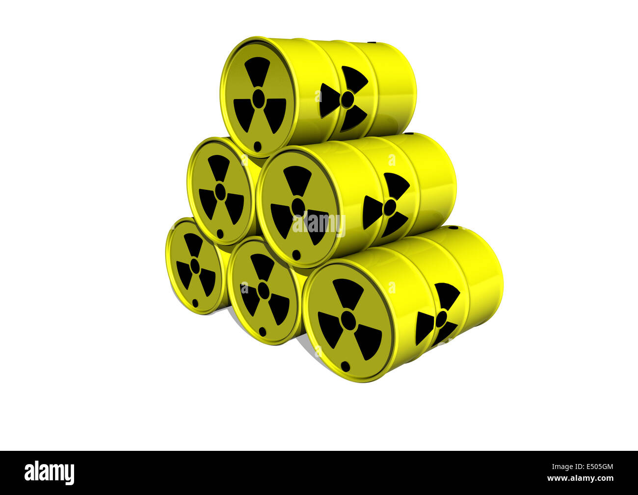 yellow barrel with radiation sign Stock Photo