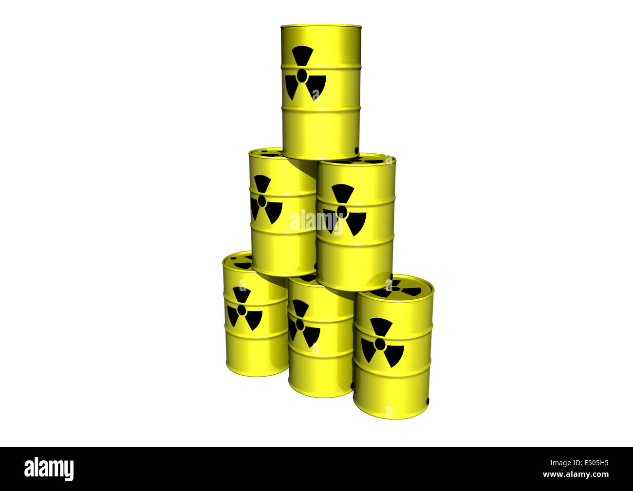 yellow barrel with radiation sign Stock Photo
