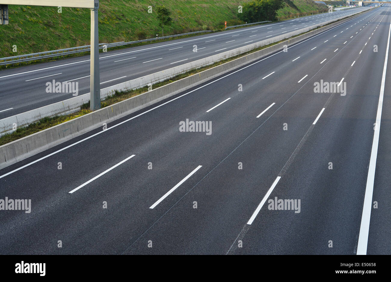 empty eight-lane highway Stock Photo