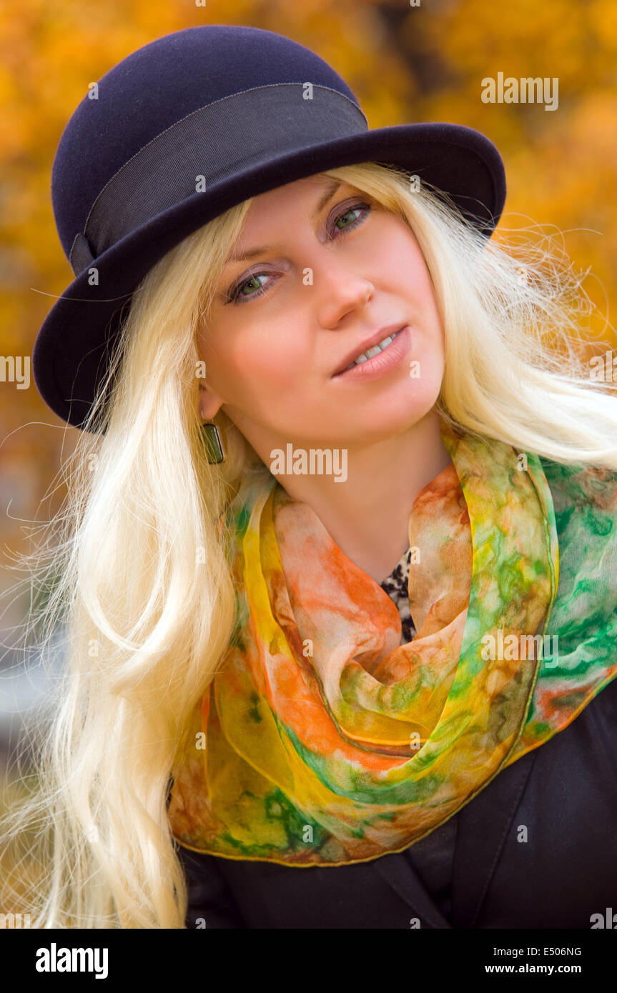 attractive woman with a beautiful headdress Stock Photo - Alamy