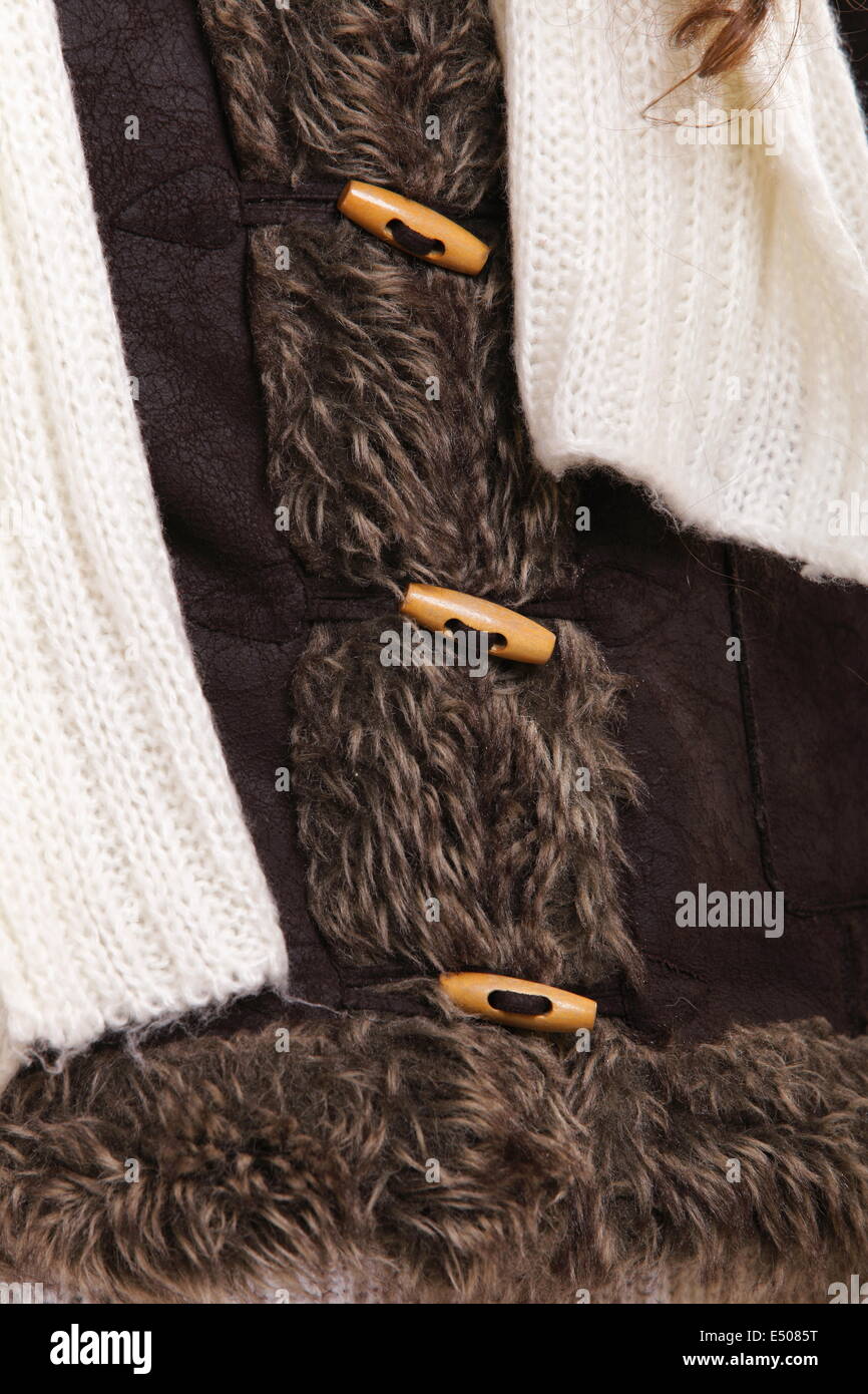 warm clothing fur jacket winter fashion Stock Photo
