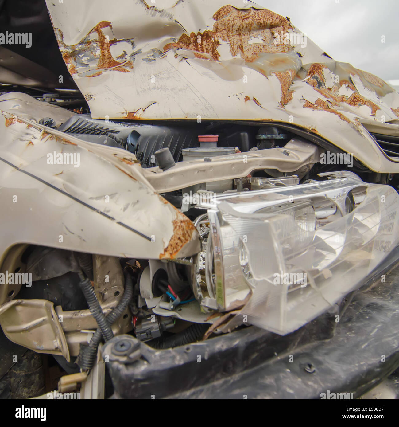 front car wrecked from accident Stock Photo - Alamy