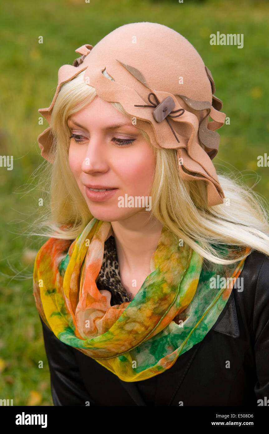attractive woman with a beautiful headdress Stock Photo - Alamy