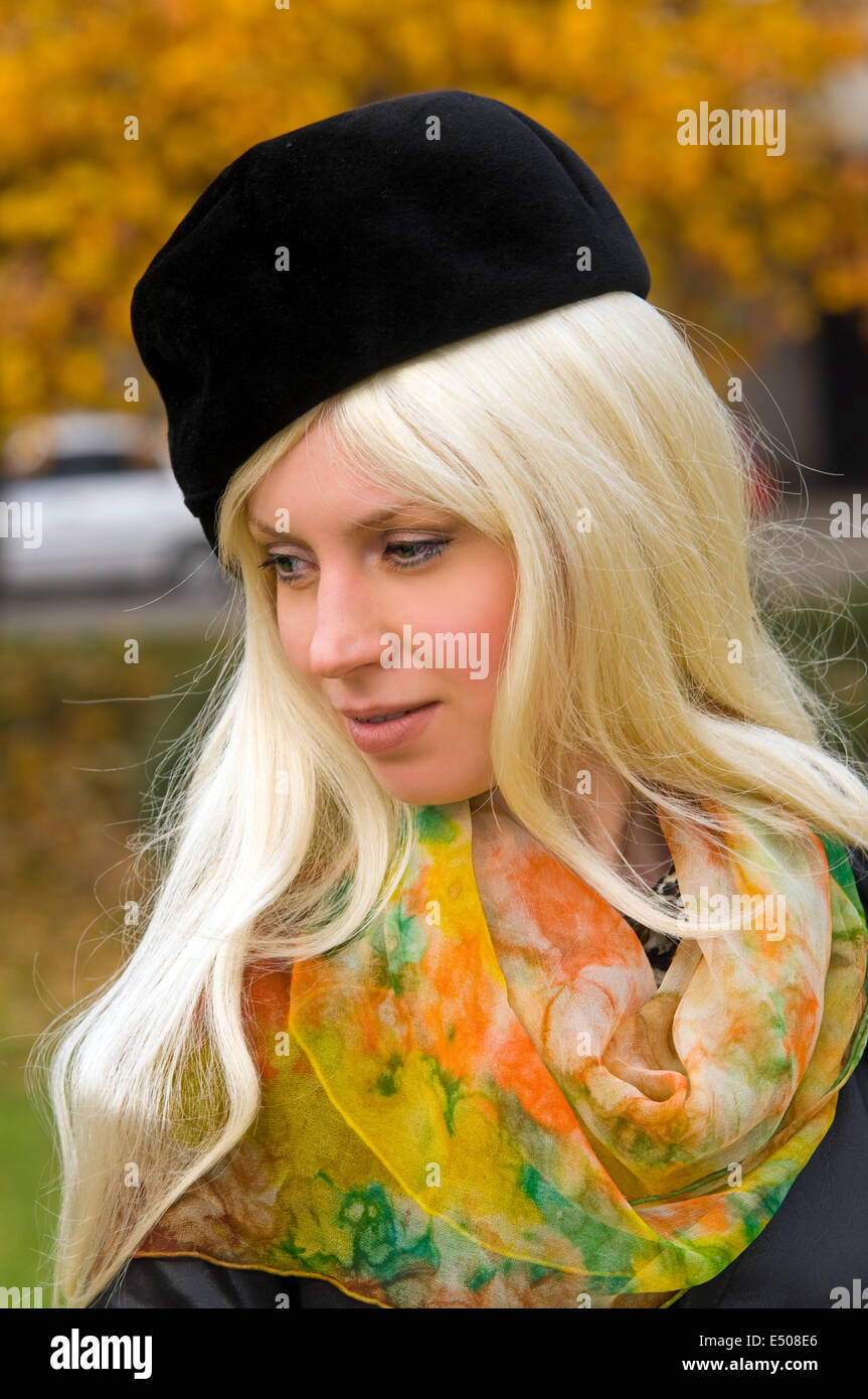 attractive woman with a beautiful headdress Stock Photo - Alamy