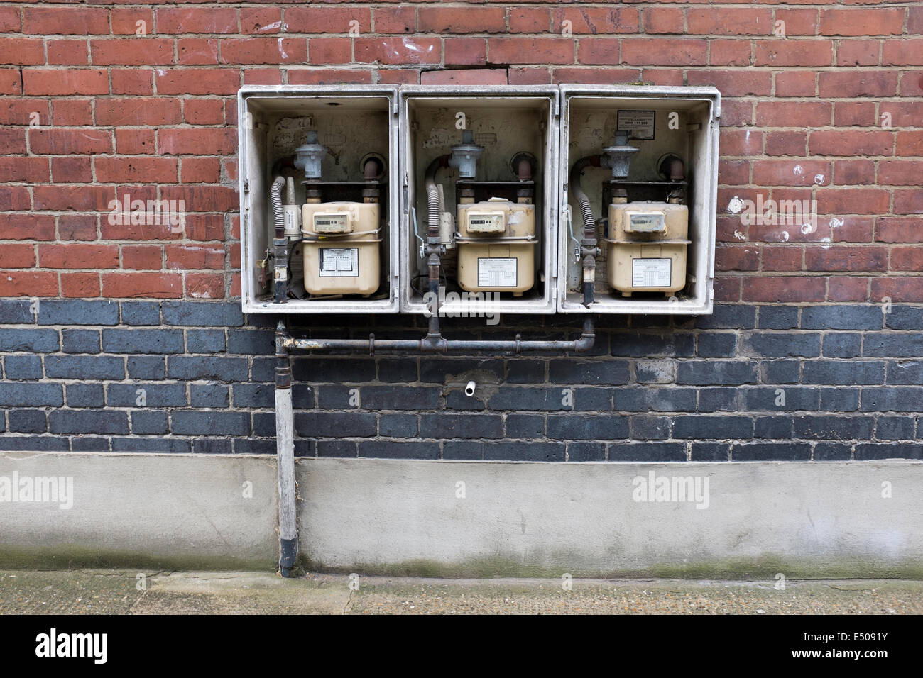 Residential Gas Meters Stock Photo Alamy