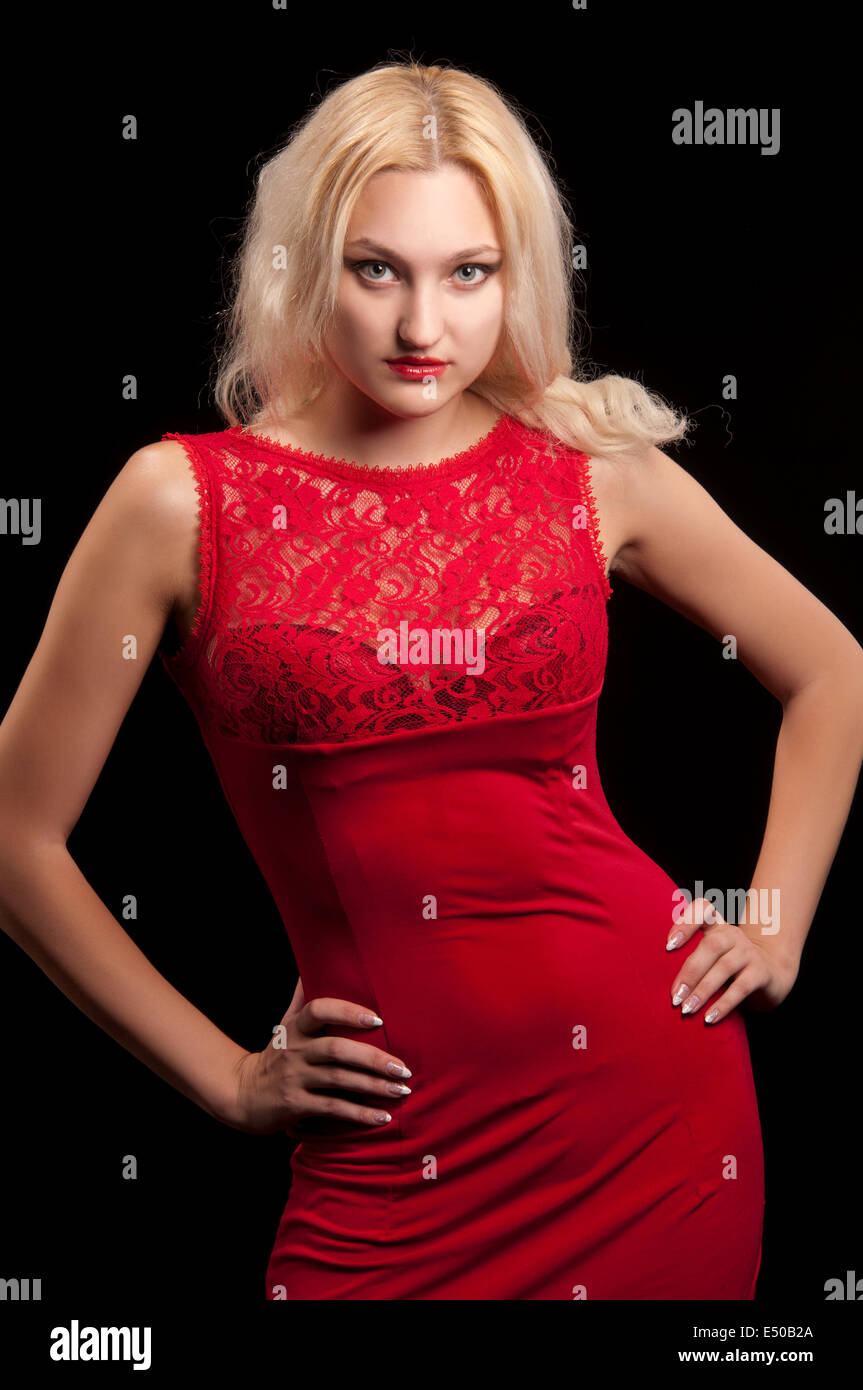 Woman in red dress Stock Photo - Alamy