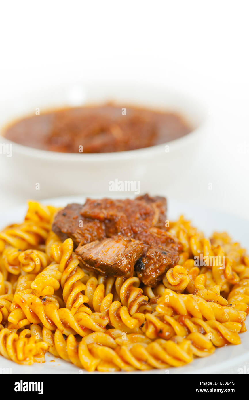 fusilli pasta with neapolitan style ragu meat sauce Stock Photo Alamy