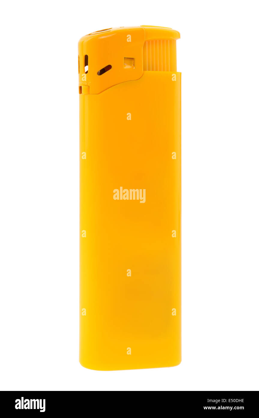 Yellow lighter isolated on white background Stock Photo Alamy