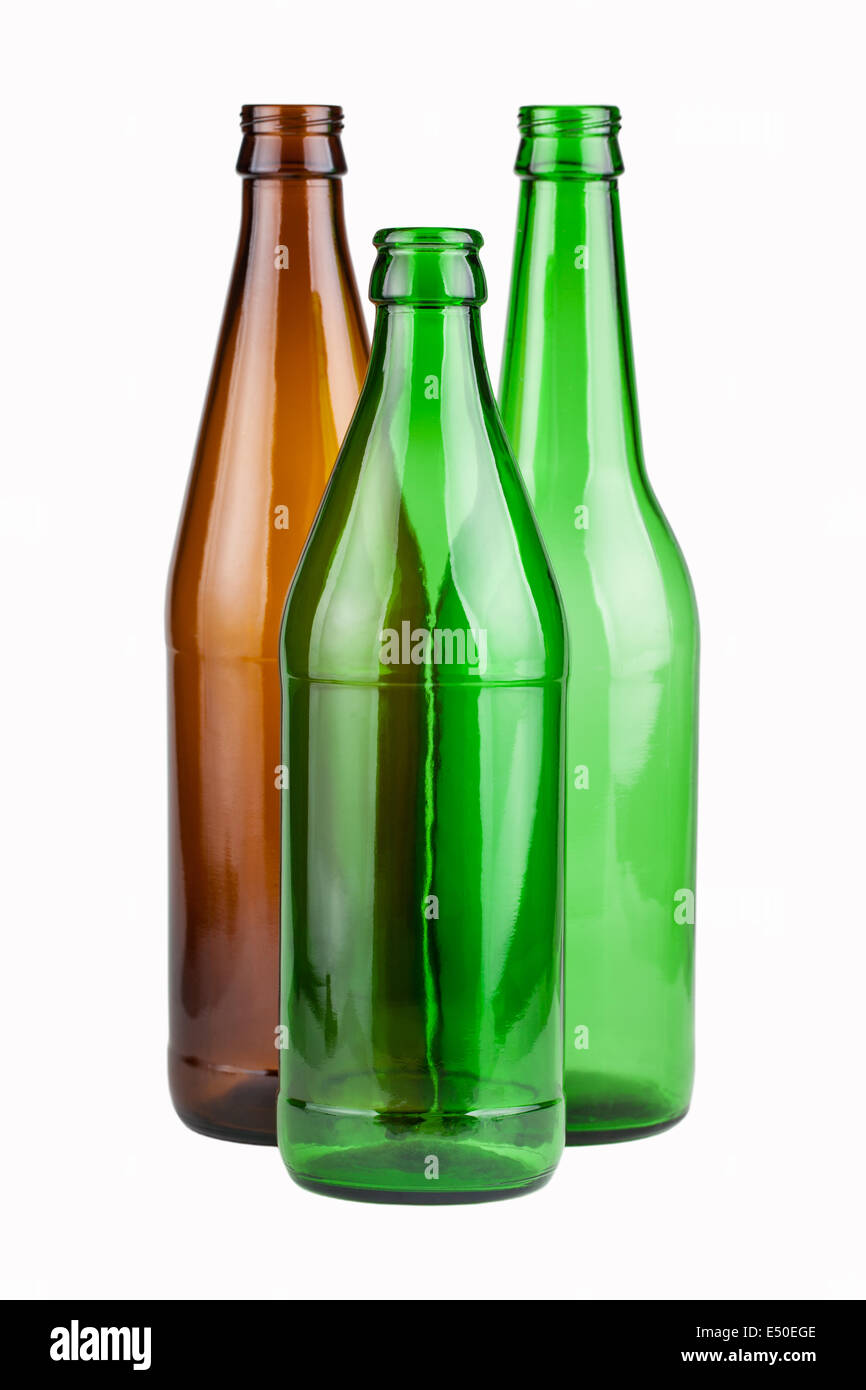 Three empty unlabeled bottles Stock Photo