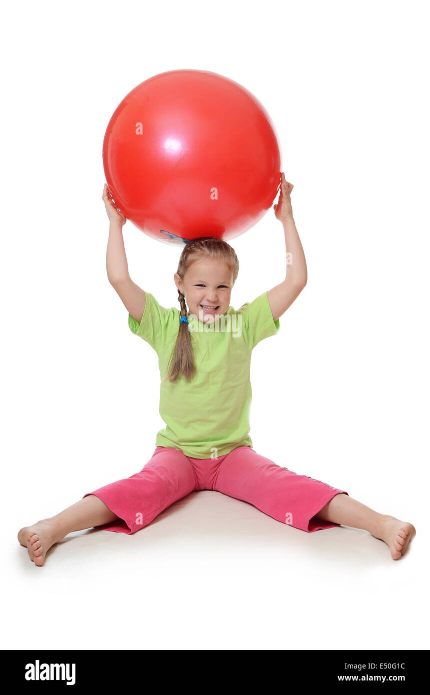 Little girl with a gymnastic ball Stock Photo