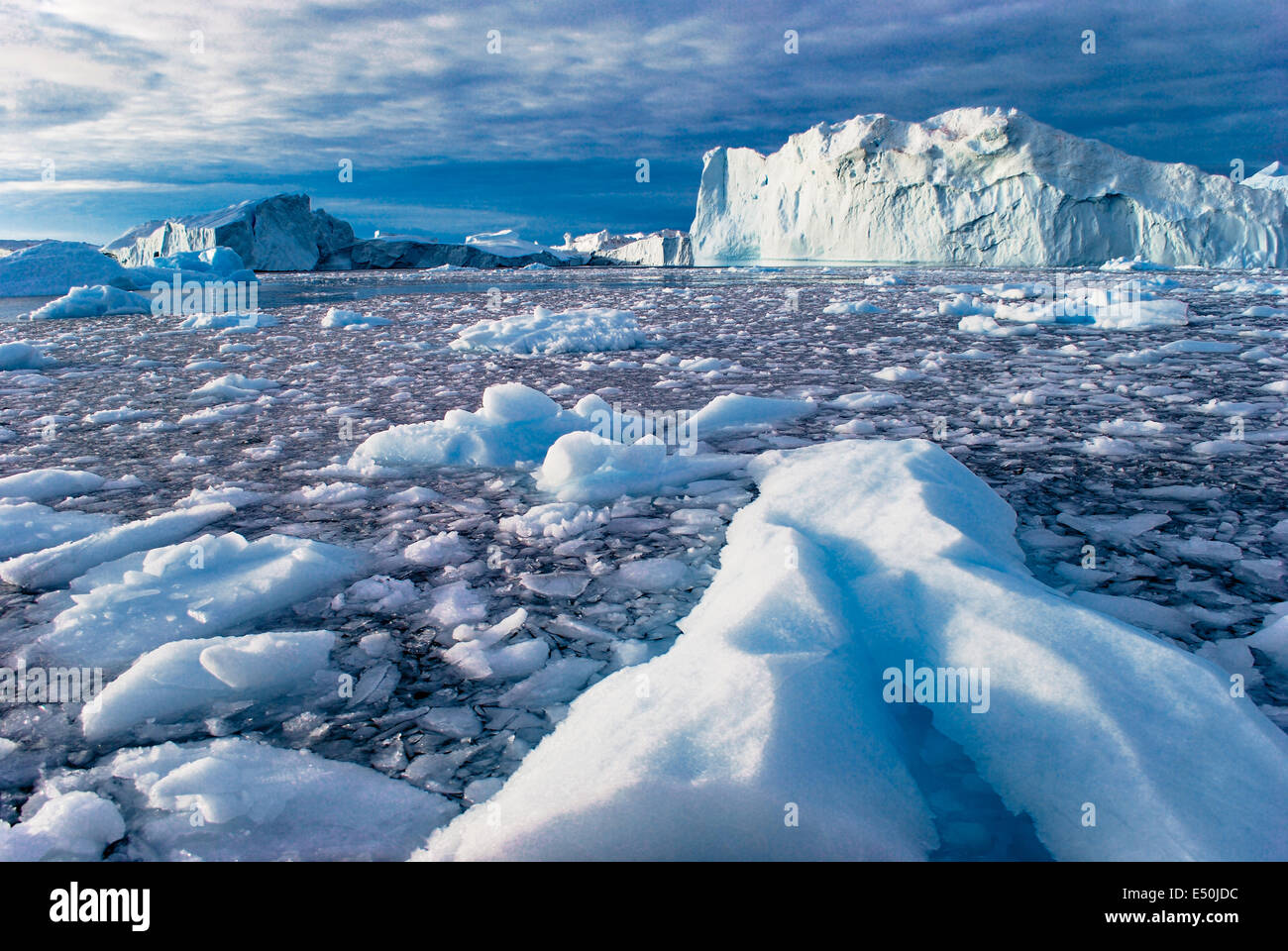 Icebergs at Disco Bay, Greenland Stock Photo