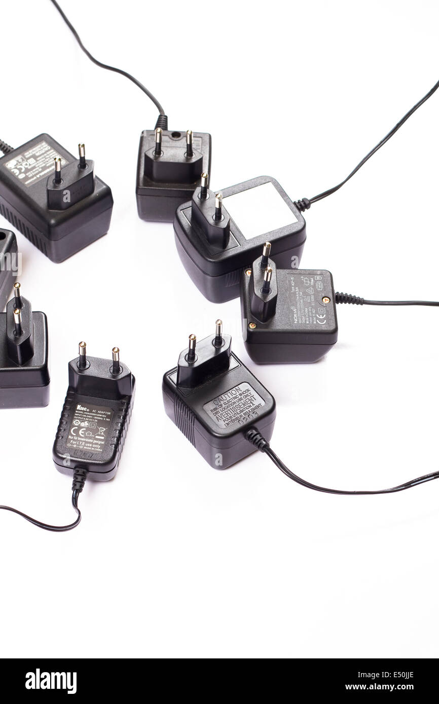 A cell phone chargers on white background Stock Photo Alamy
