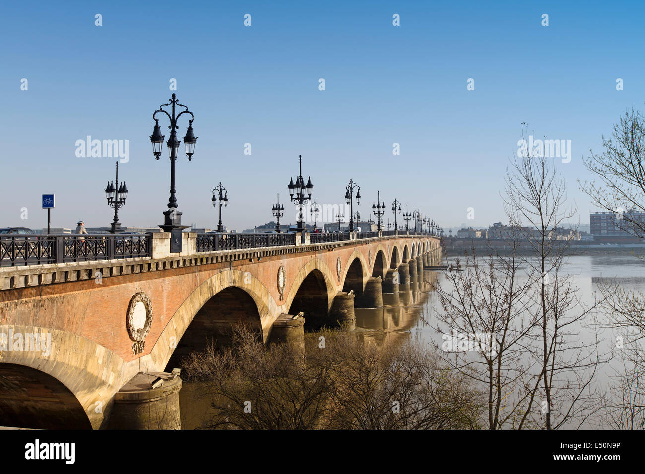 Pont de Pierre Garonne river Bordeaux Aquitaine France Stock Photo