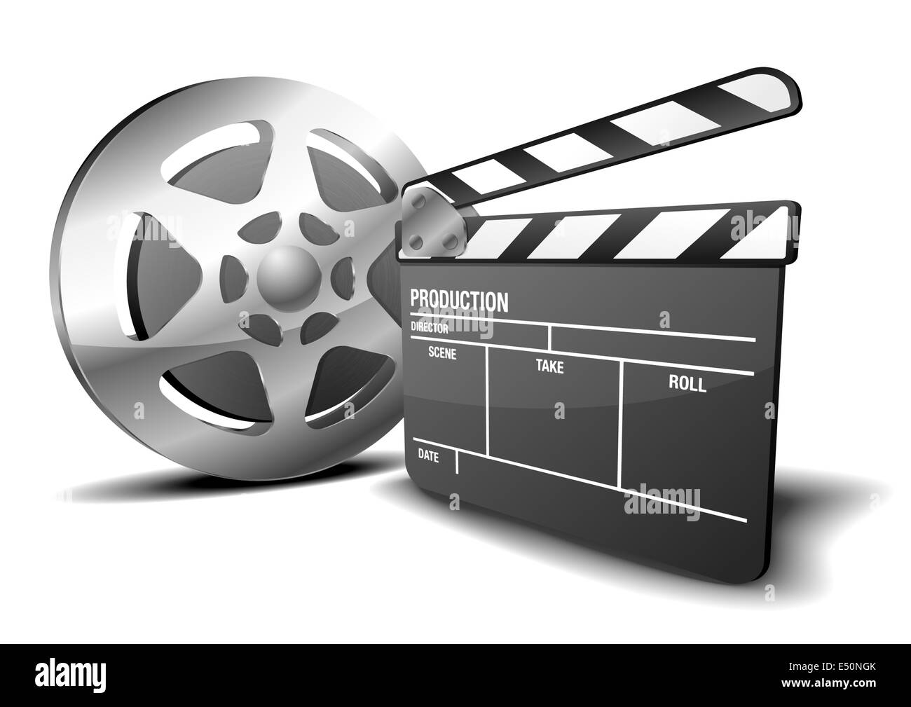 Clapboard film reel Black and White Stock Photos & Images - Alamy