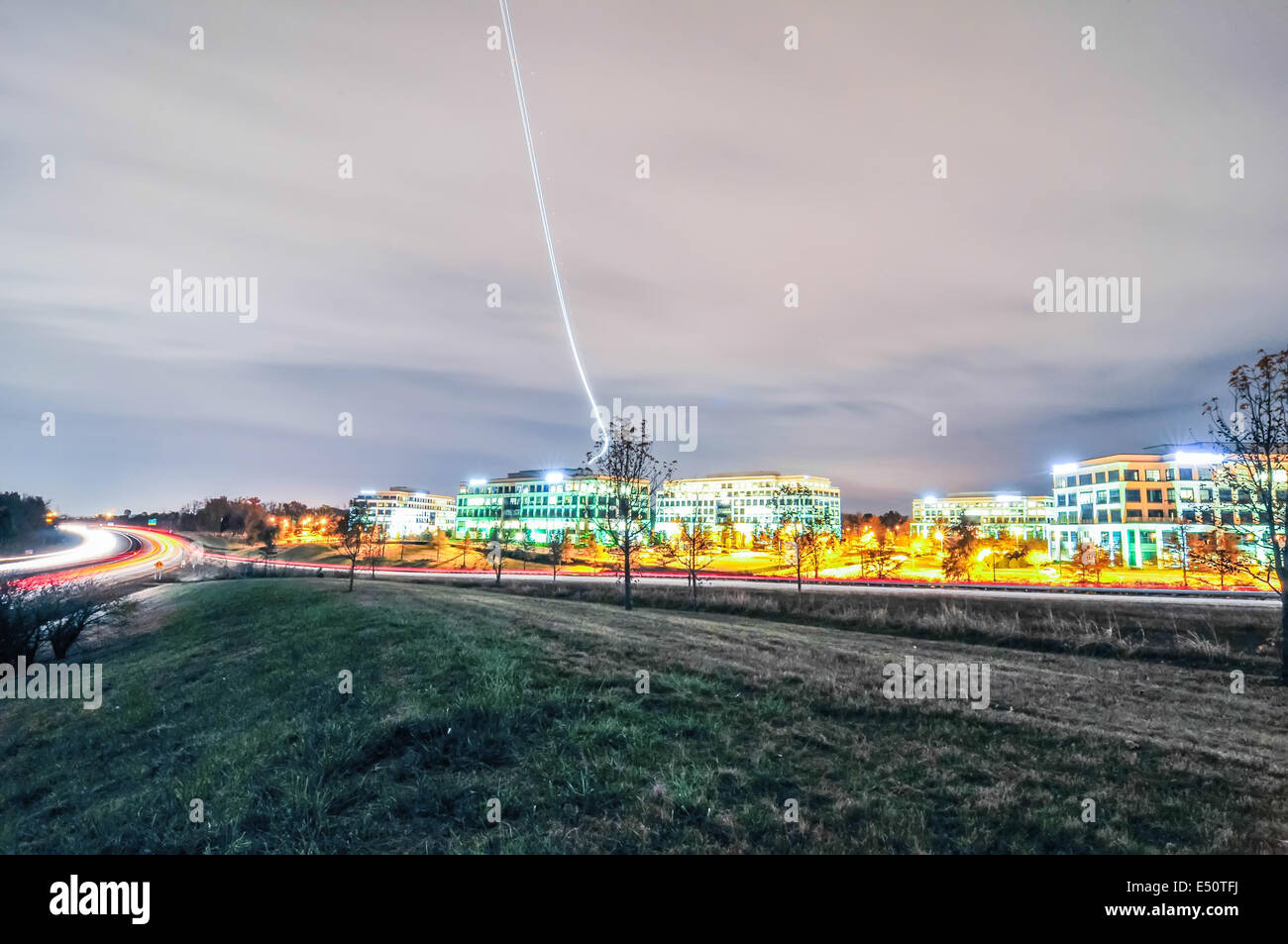 evening highway and sky traffic Stock Photo