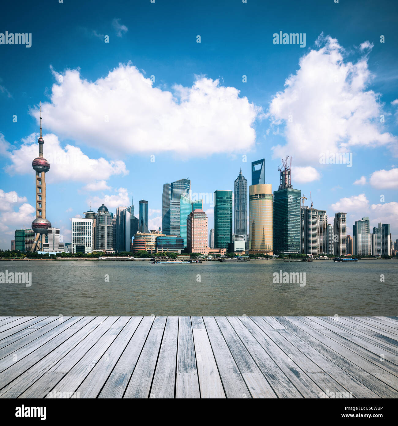 shanghai skyline at daytime Stock Photo
