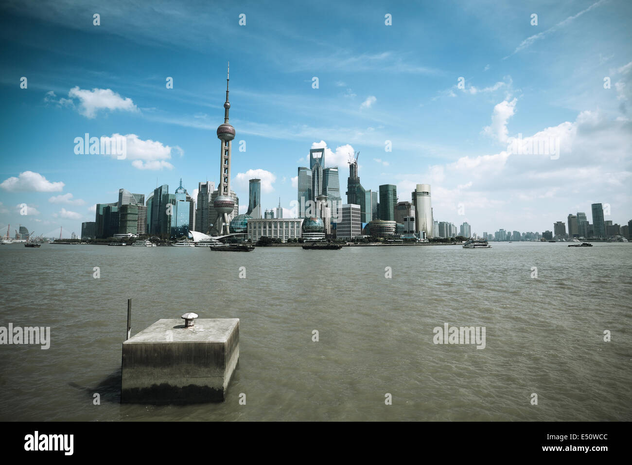 shanghai skyline with huangpu river Stock Photo - Alamy