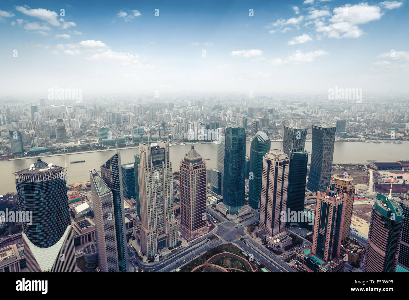 aerial view of shanghai in daytime Stock Photo