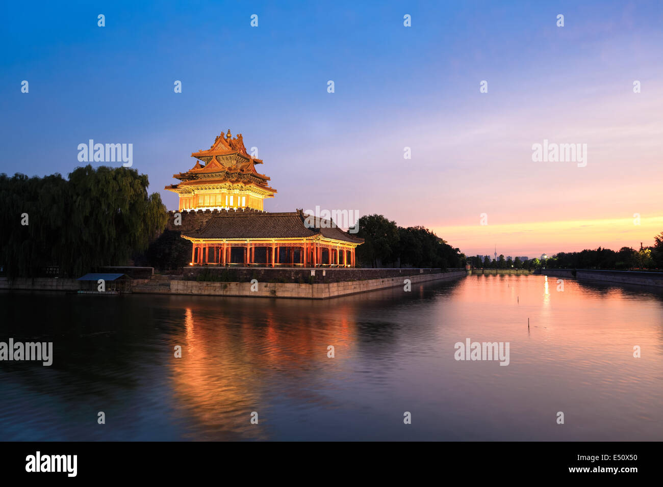 the turret of forbidden city in sunset Stock Photo - Alamy