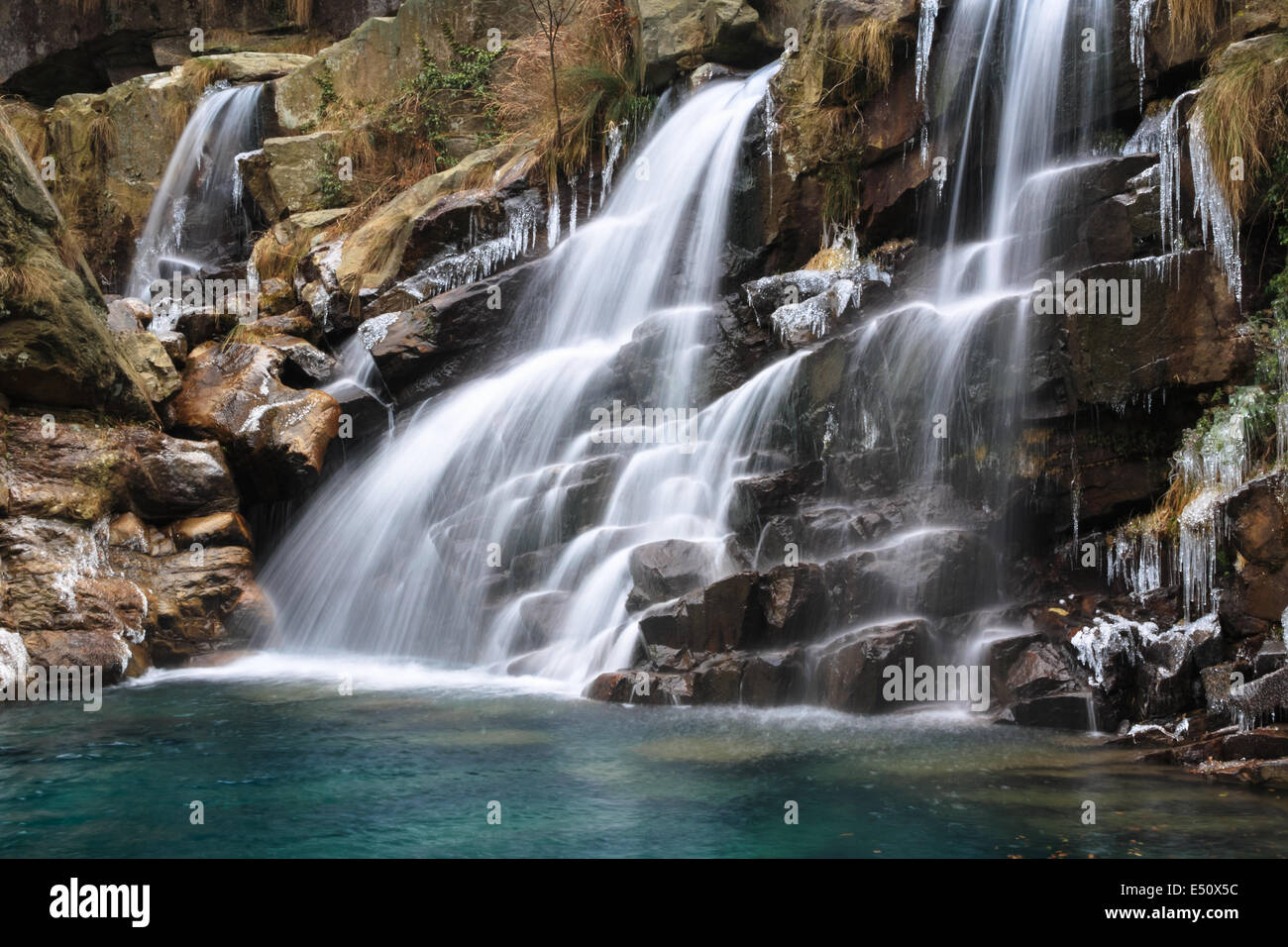 waterfall in winter Stock Photo