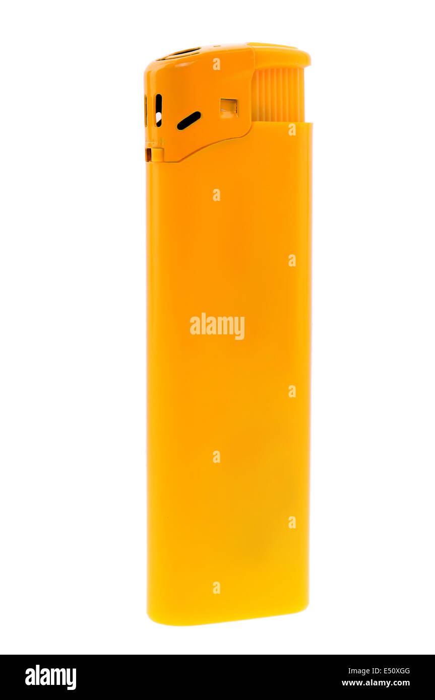 Yellow lighter isolated on white background Stock Photo Alamy