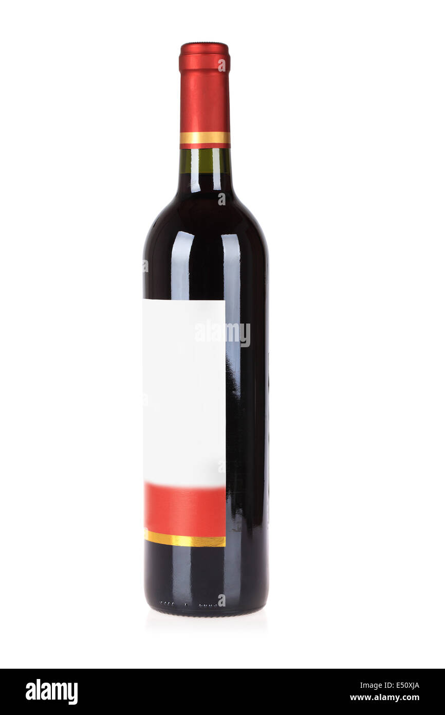 wine bottle with blank label Stock Photo