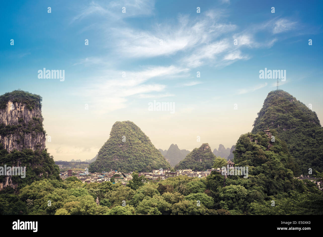 chinese yangshuo county town scenery Stock Photo