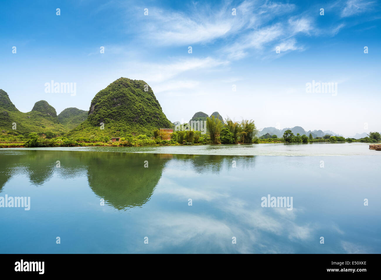 beautiful pastoral landscape in yangshuo Stock Photo