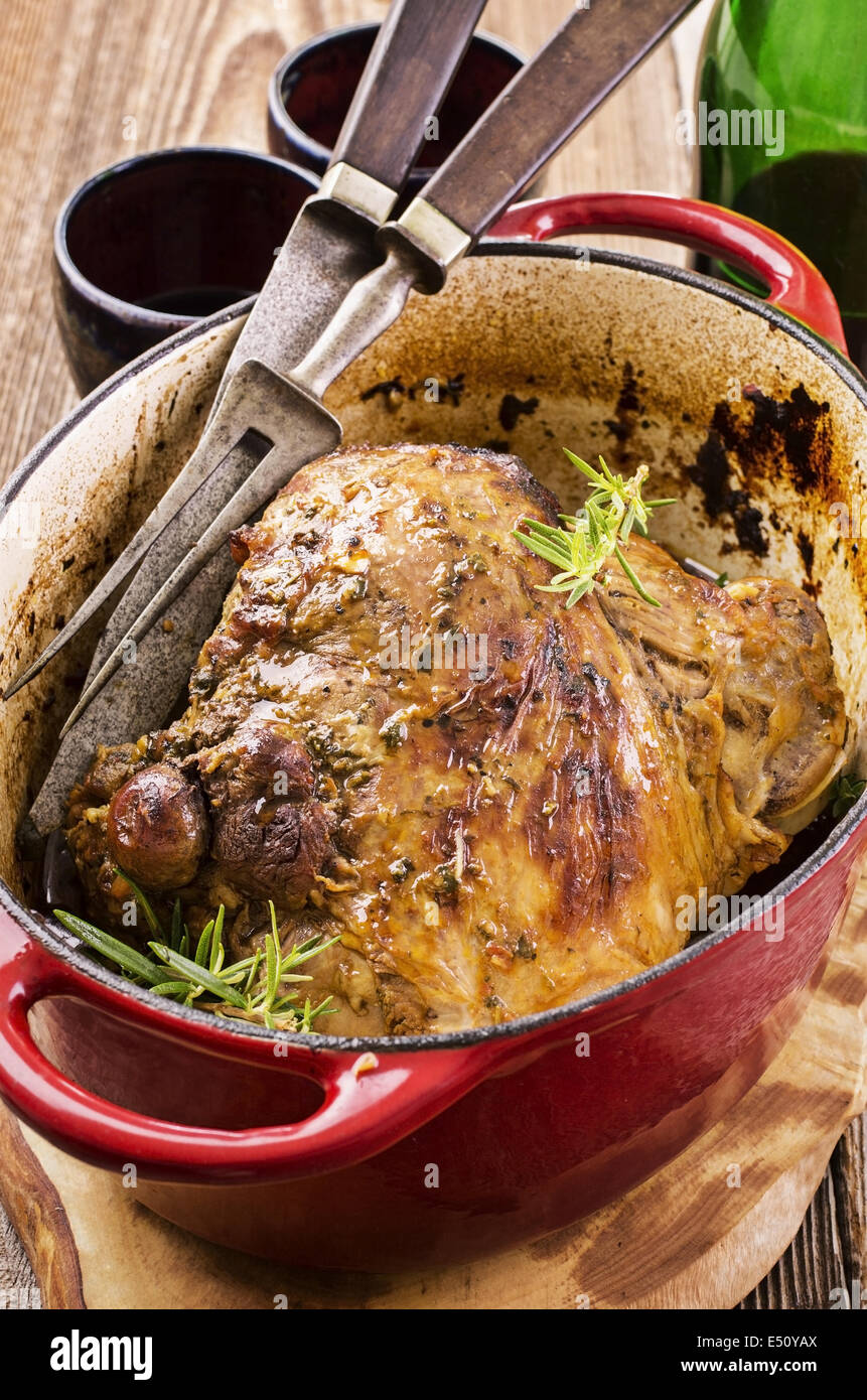 lamb leg roasted Stock Photo - Alamy