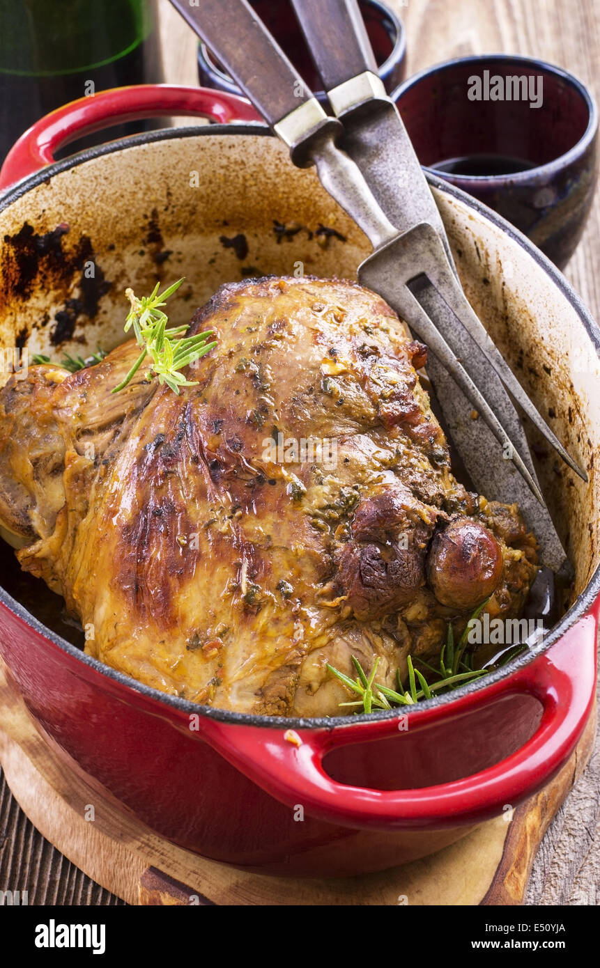 lamb leg roast Stock Photo