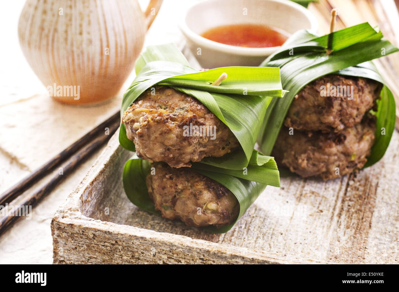 meatballs with chili sauce Stock Photo