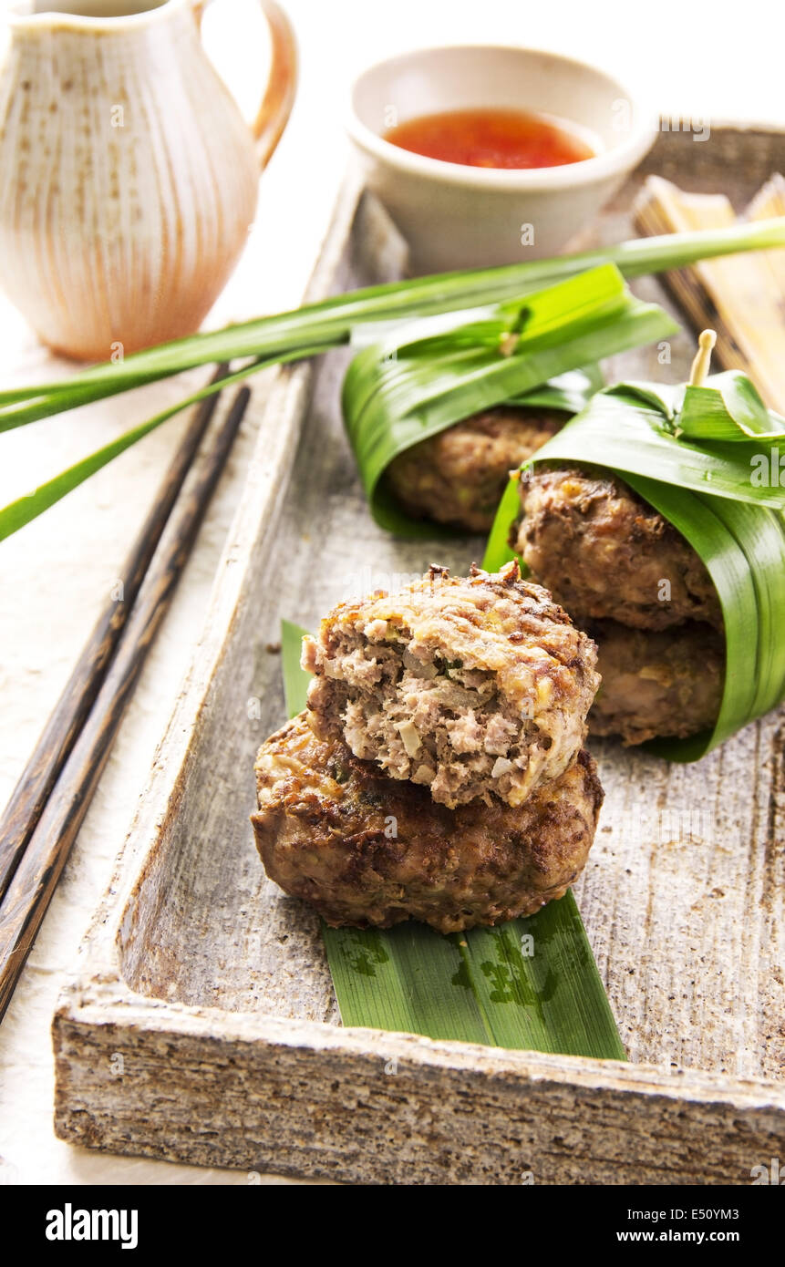 meatballs with chili sauce Stock Photo