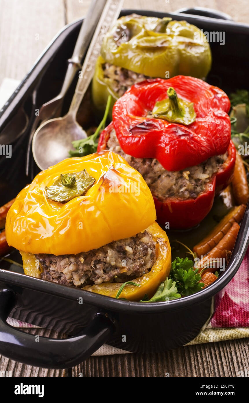 peppers filled with ground meat Stock Photo Alamy