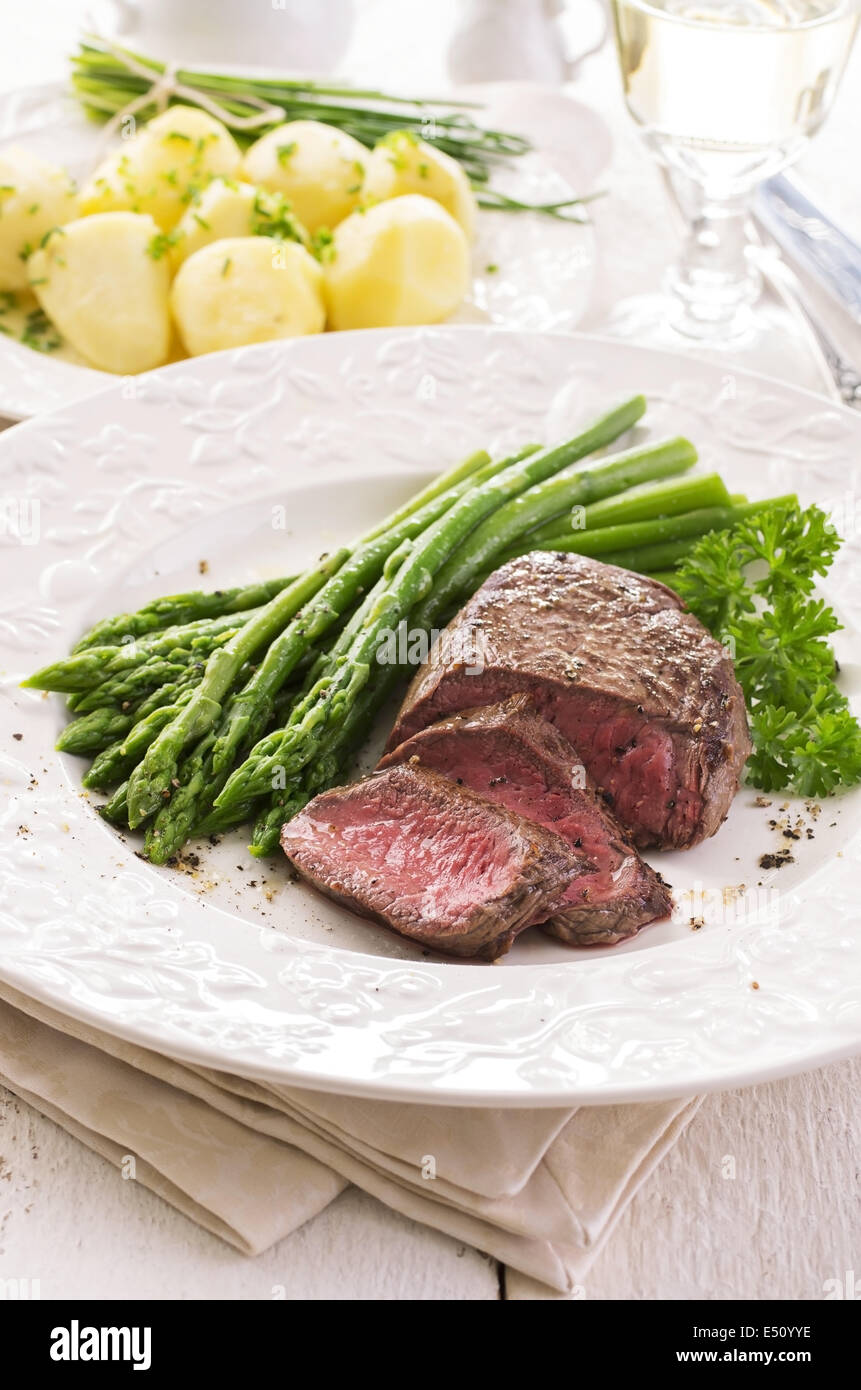 steak with asparagus Stock Photo