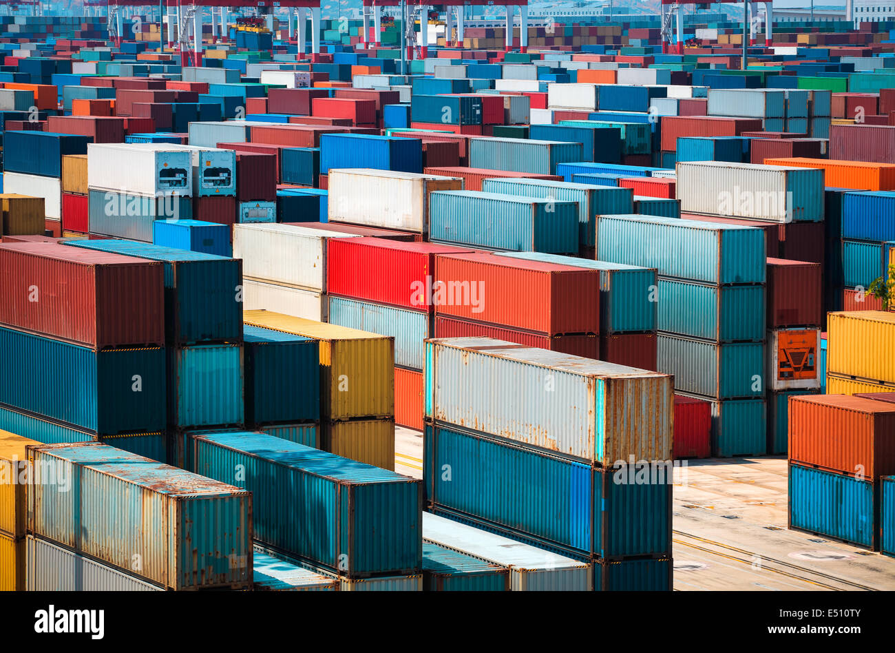 lot's of cargo freight containers Stock Photo