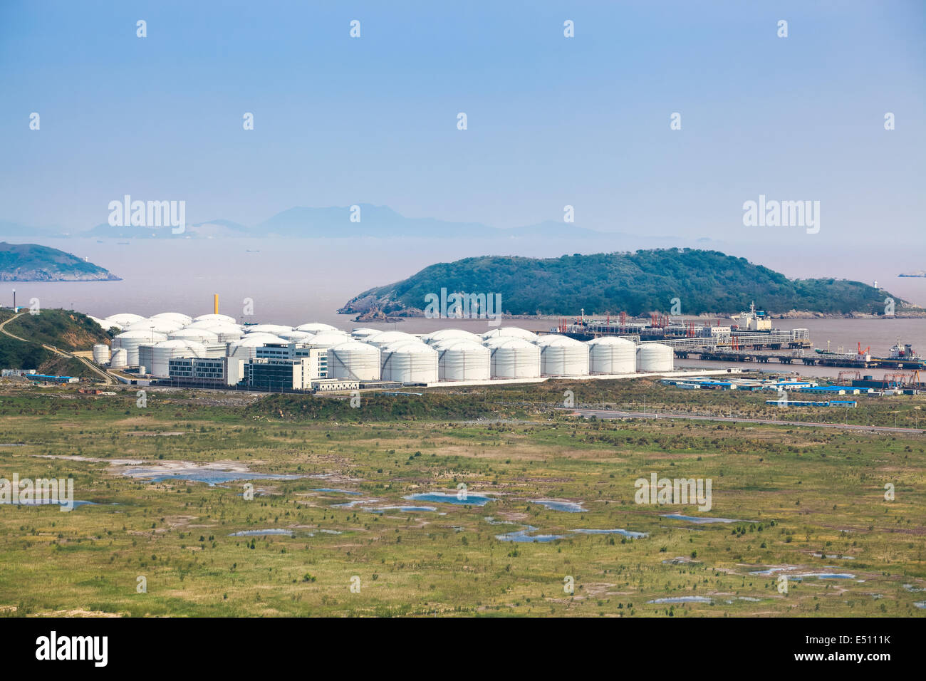 oil tanks at the port Stock Photo
