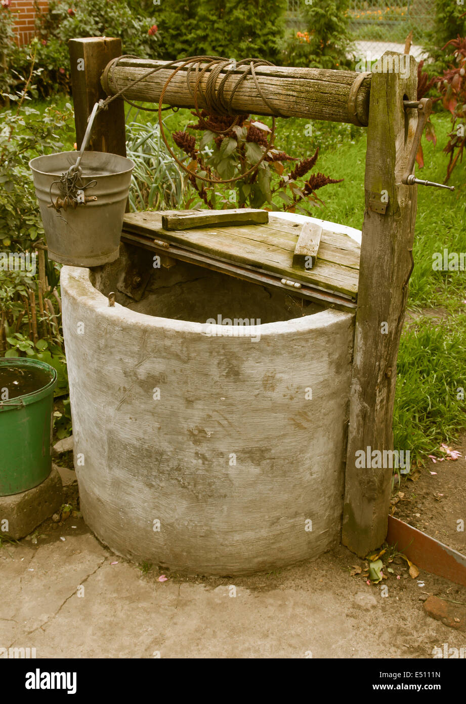 old rotten water well, rural scenery Stock Photo - Alamy