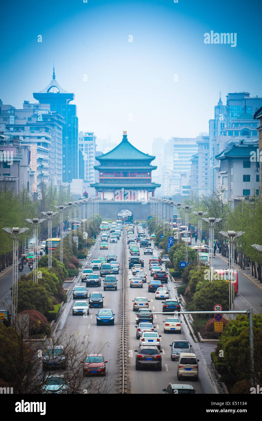the street scene of ancient city in xian Stock Photo - Alamy