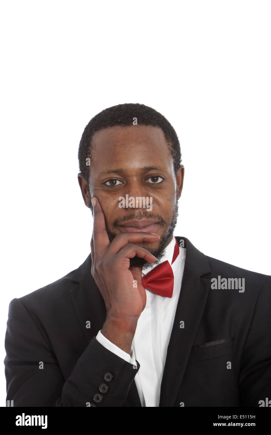 Handsome African man in a bow tie Stock Photo