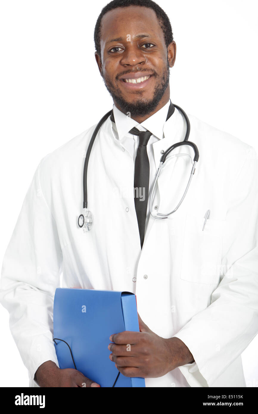 Confident friendly African doctor Stock Photo