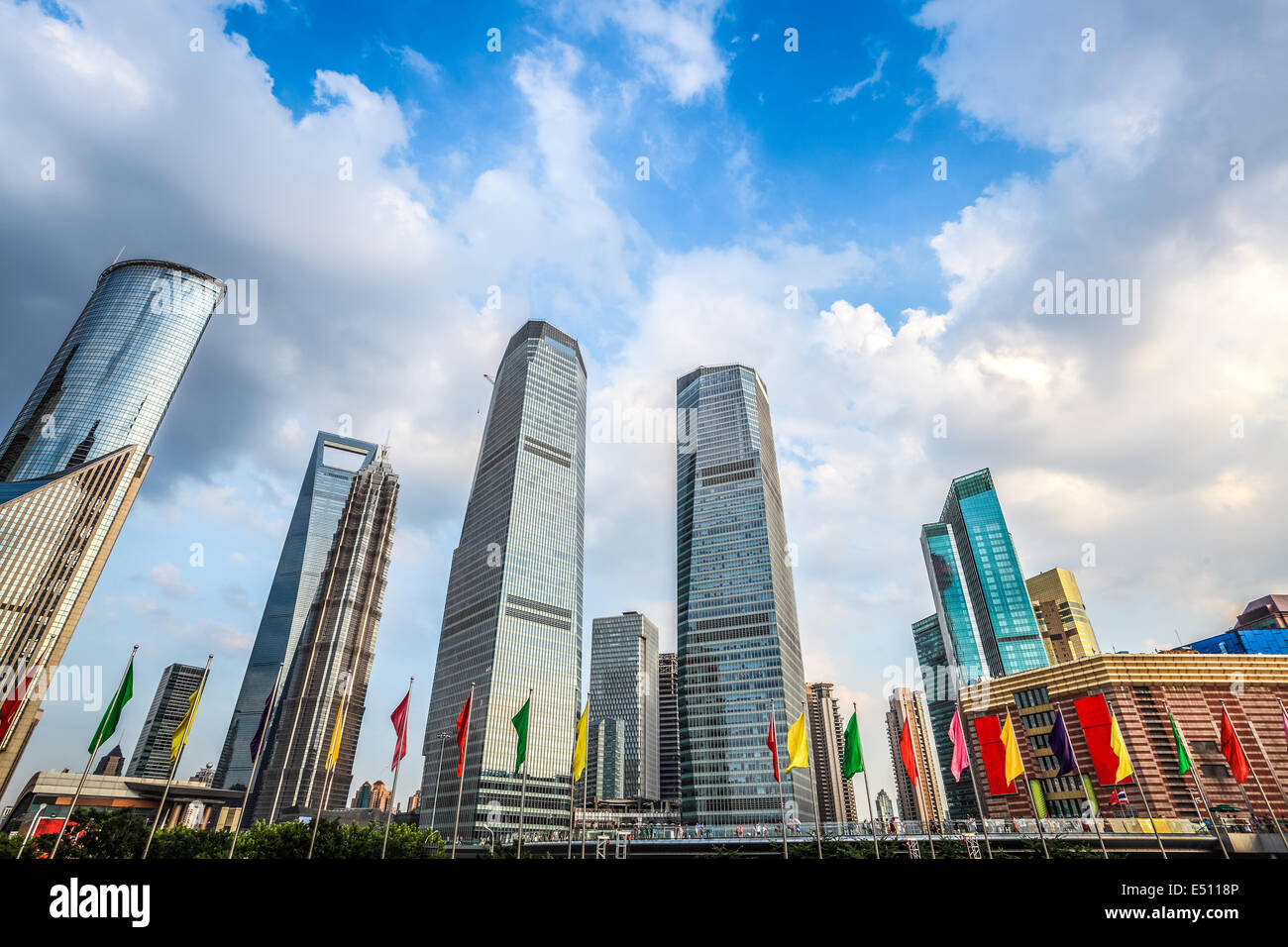shanghai downtown against a blue sky Stock Photo