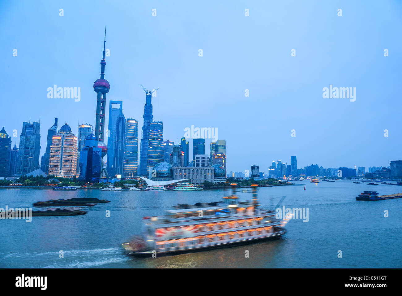 shanghai skyline at twilight Stock Photo